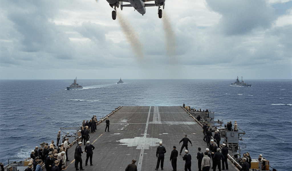 B-25 Mitchell bomber launching from USS Hornet aircraft carrier during the Doolittle Raid 1942