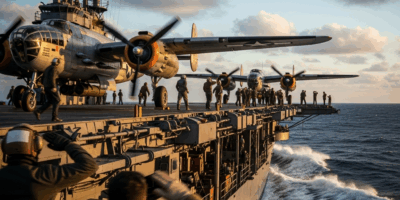 Professional photograph related to: The Doolittle Raid — How 16 Bombers Changed the Pacific War. Hig